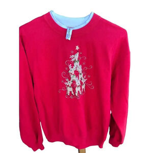 Decorated Original Crew Neck Long Sleeves Christmas SweatShirt Size Large